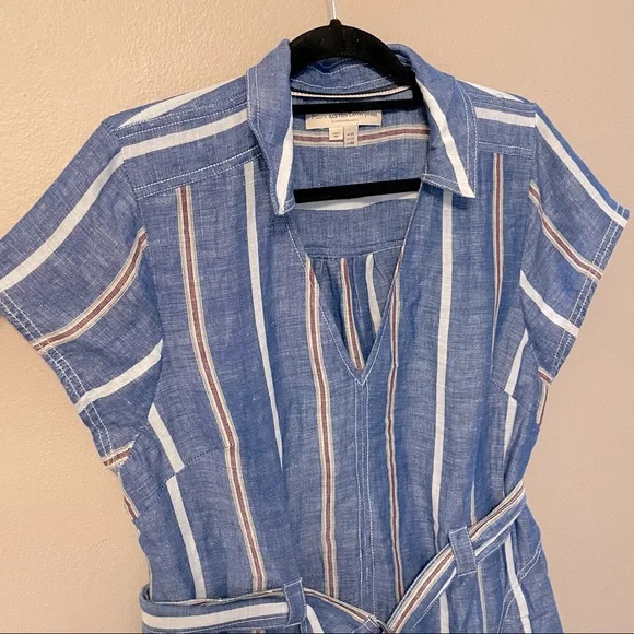 Pilcro by Anthropologie striped linen collared dress size 12 - Picture 6 of 16